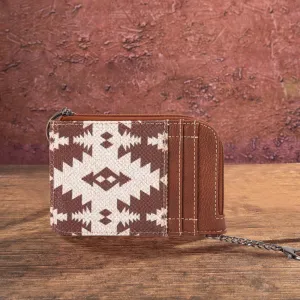 WG2203-W005 Wrangler Southwestern Art Print Mini Zip Card Case  Light Coffee