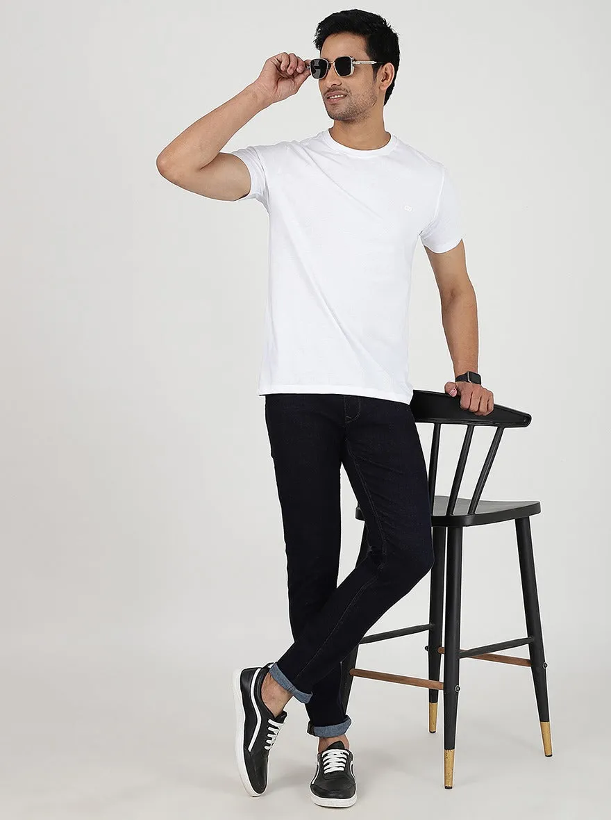 White Solid Slim Fit T-Shirt | JadeBlue