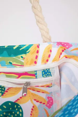 Women Leaf Patterned Beach Bag
