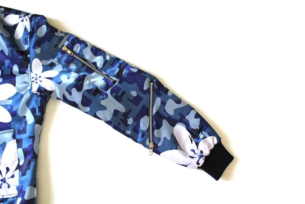 Women's Island Camo Bomber in Blue