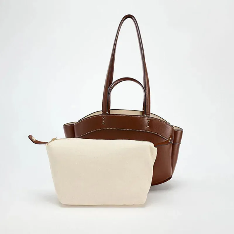 Women’s Retro Large Capacity PU Leather Tote Bag