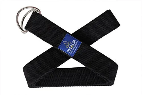 Yogasya Cotton Yoga Belt - Yoga Props for Safe and Challenging Yoga Posture - Black , 8 Feet Length - 1.5" Width ( Black )
