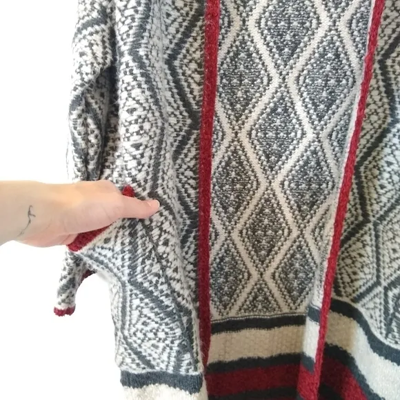 𝅺ZARA knit Oversized Wool blend Open geometric print Sweater Womens size M