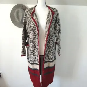 𝅺ZARA knit Oversized Wool blend Open geometric print Sweater Womens size M