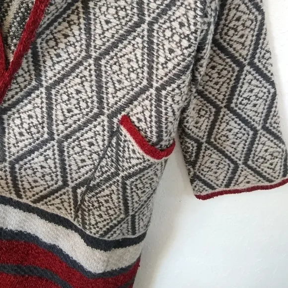 𝅺ZARA knit Oversized Wool blend Open geometric print Sweater Womens size M