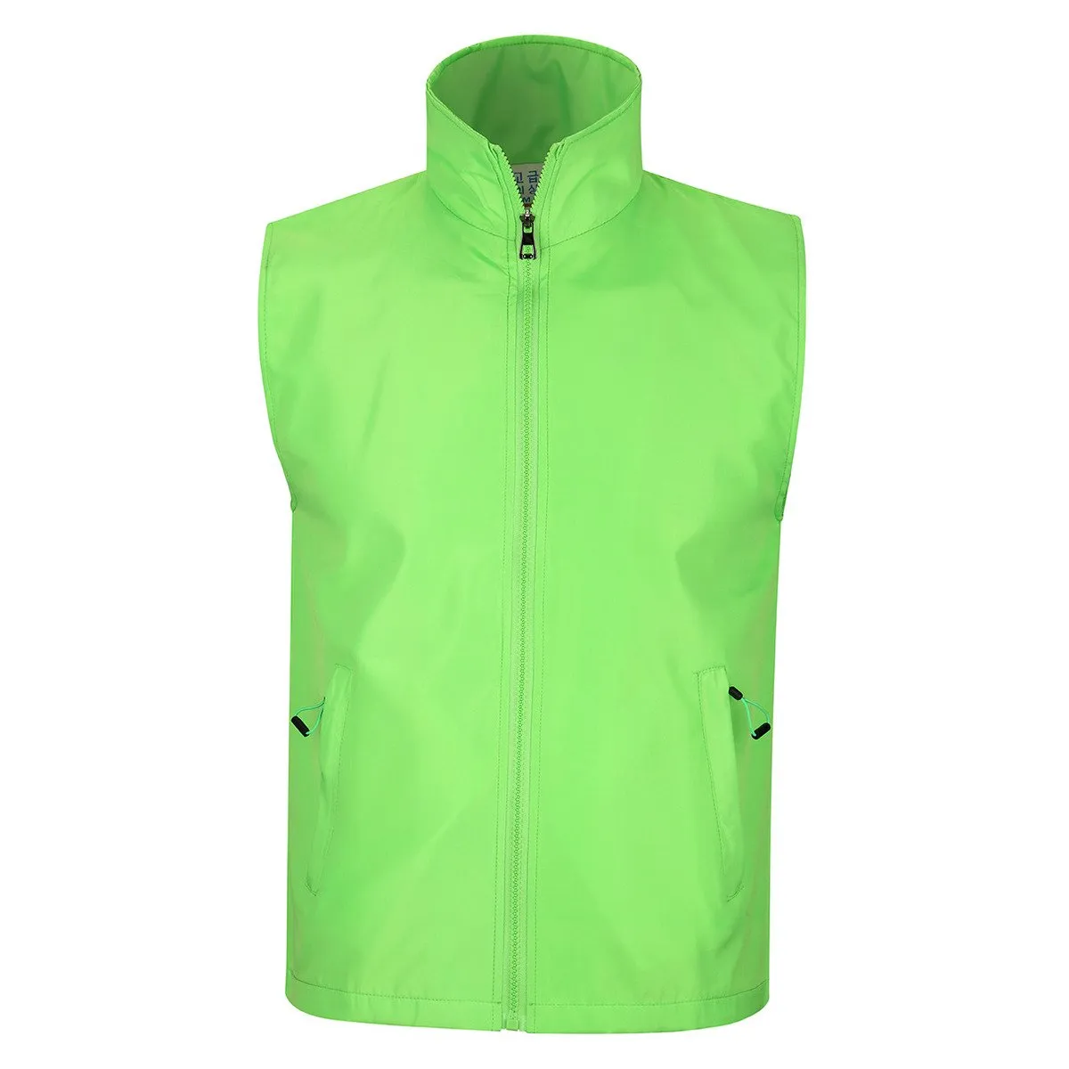 Zippered Sleeveless Jacket With High Neck