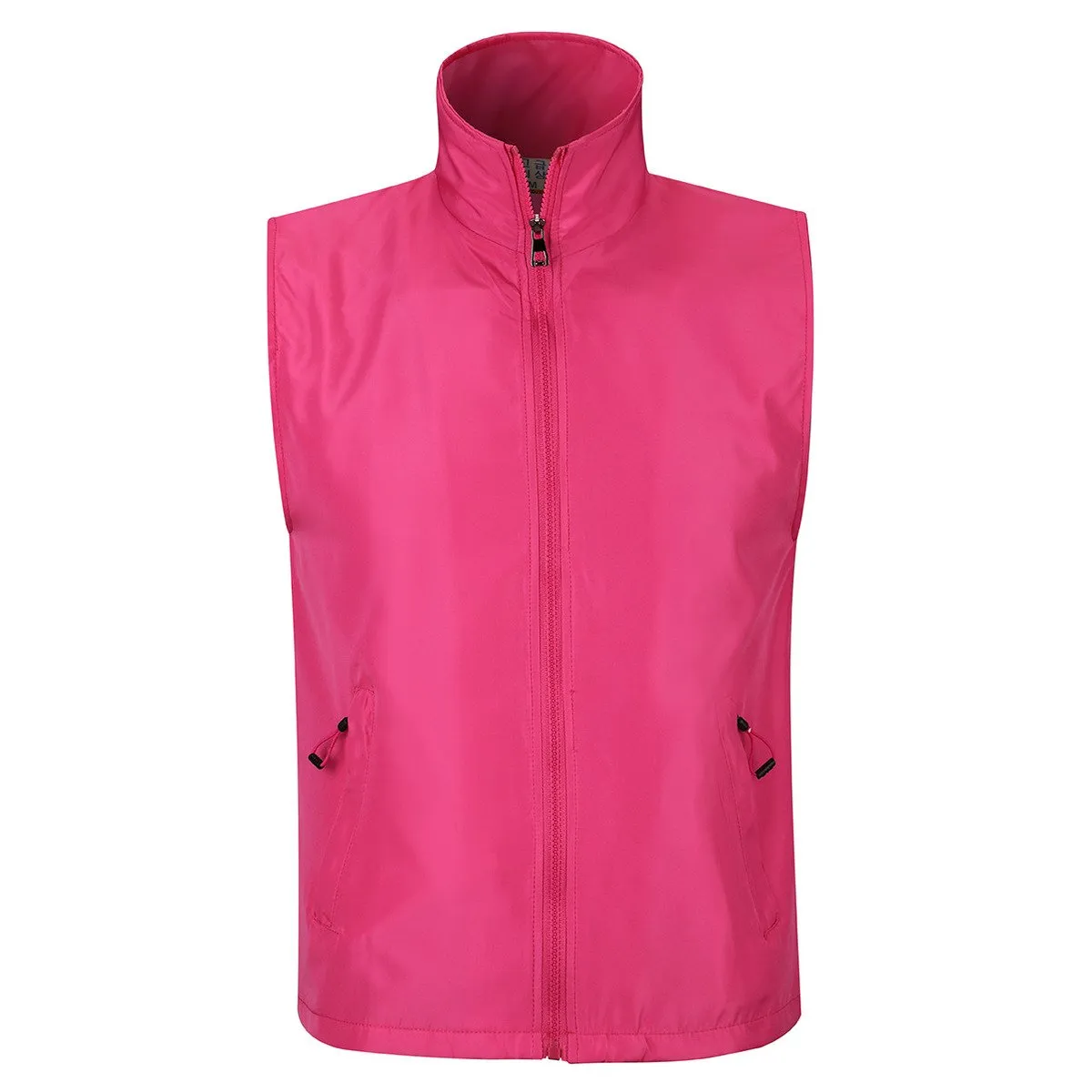 Zippered Sleeveless Jacket With High Neck